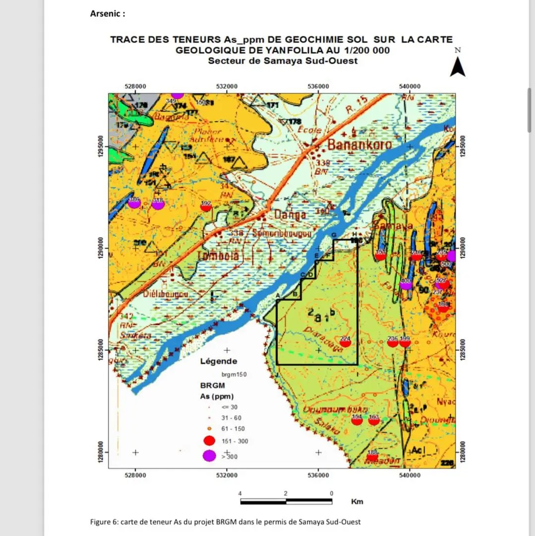 Carte géochimique As_ppm — Samaya Sud-Ouest